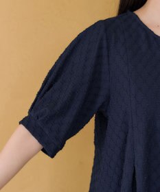 Tiaclasse L ダイヤ柄ふくれカットソーフレアトップス
