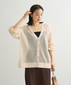 Green Parks メッシュミディ丈ニットカーディガン