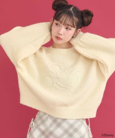 earth music&ecology Disney/ミッキーコード刺繍ニットプルオーバー