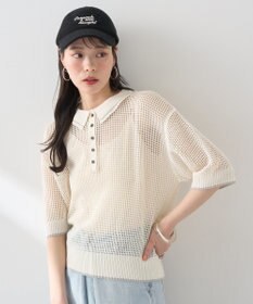 earth music&ecology メッシュポロニットプルオーバー