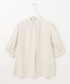 J.PRESS LADIES L 【洗える】 ジオメトリック スタンドカラー ブラウス