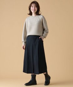 ANY 【洗濯機可能/ウエストゴム/ポケット付】ウーリッシュフラノボックスプリーツスカート