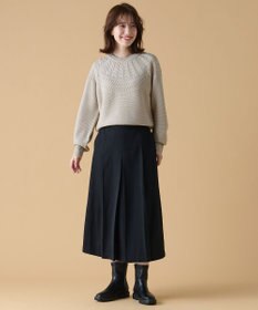 ANY 【洗濯機可能/ウエストゴム/ポケット付】ウーリッシュフラノボックスプリーツスカート