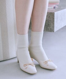Maison de FLEUR リボンビジューニットブーツ
