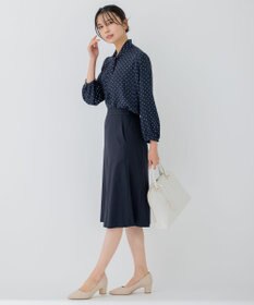 23区 L 【洗える】トライアングルプリント ネックデザイン ブラウス