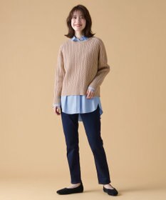 ANY L 【洗濯機可】クロップド丈ケーブルニット