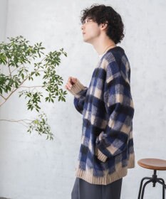 WEGO モヘアライク総柄BIGカーディガン