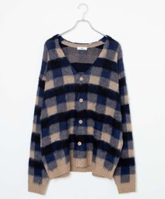 WEGO モヘアライク総柄BIGカーディガン