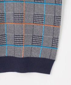 23区GOLF 【MEN】チェックジャガード　クルーネック  ニット