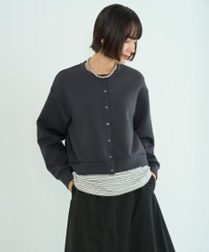UNFILO 【野呂佳代さん着用】BEAUTY FORM JERSEY スナップカーディガン チャコール