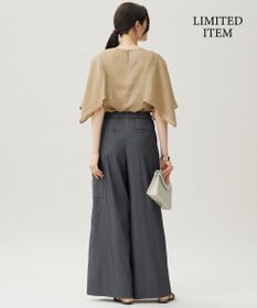 自由区 【WEB限定・接触冷感・洗える】シアーラミーローンイレギュラーヘムスリーブ ブラウス