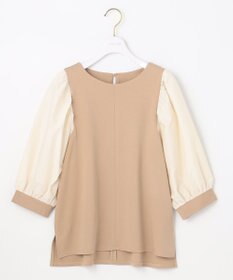 ANY SIS パフスリーブ異素材コンビ プルオーバー