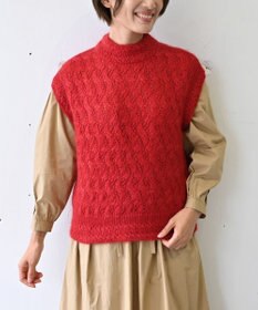 muuc 〈高品質シルク＆アンゴラモヘア〉模様編み ボトルネックベスト