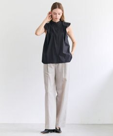 BEIGE， ERYTH / リネンストライプ タックワイドパンツ