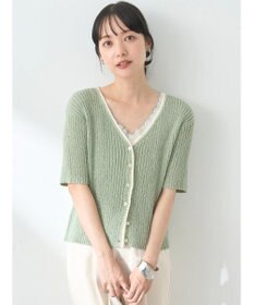 earth music&ecology バイカラーＶネックカーディガン