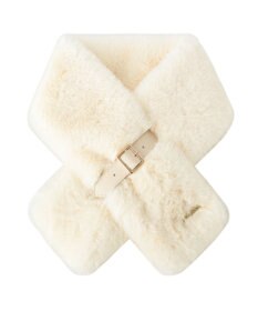 MOONBAT 【大人百花1月号掲載】FURLA フェイクファーマフラー ベルト差し込み ファーティペット ロゴプレート付