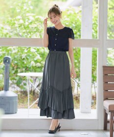 Tiaclasse L 【洗える】フレンチスリーブレースブラウス