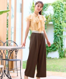 Feroux 【洗える】マーベルトデザイン セミワイドパンツ