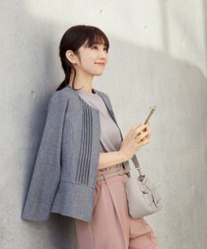 Tiaclasse 【小倉優子さん着用】【洗える】ピンタックノーカラージャケット