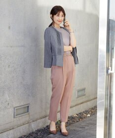 Tiaclasse 【小倉優子さん着用】【洗える】ピンタックノーカラージャケット