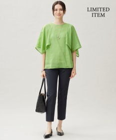 自由区 【WEB限定・接触冷感・洗える】シアーラミーローンイレギュラーヘムスリーブ ブラウス