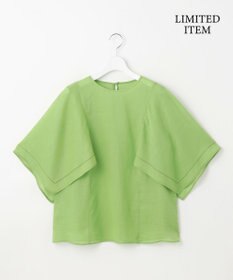 自由区 【WEB限定・接触冷感・洗える】シアーラミーローンイレギュラーヘムスリーブ ブラウス