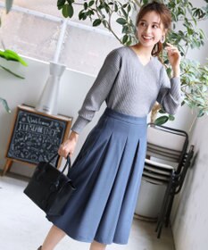 Tiaclasse 大人上品なウール調タックフレアスカート