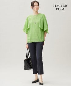 自由区 【WEB限定・接触冷感・洗える】シアーラミーローンイレギュラーヘムスリーブ ブラウス