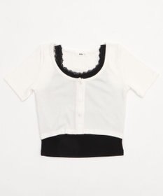 WEGO レースキャミレイヤード風ちびT