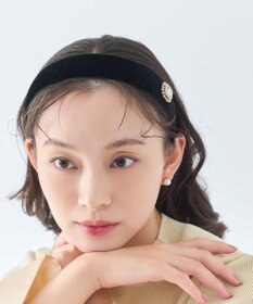 Phoebe 【生産終了】クラッシービジューカチューシャ　ブラック/ベロア