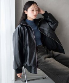 WEGO ヴィンテージライクFレザーRVブルゾン