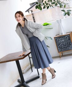 Tiaclasse 大人上品なウール調タックフレアスカート