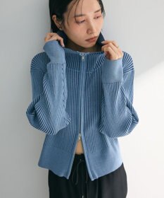 Green Parks 配色リブＺｉｐニットカーディガン