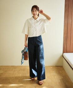 #Newans 【シワになりにくい】〈花乃まりあさんコラボ〉クロップドシャツジャケット