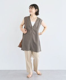 Green Parks きれいシルエット麻調パンツ（テーパード）