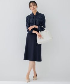 23区 L 【洗える】トライアングルプリント ネックデザイン ブラウス