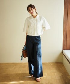 #Newans 【シワになりにくい】〈花乃まりあさんコラボ〉クロップドシャツジャケット