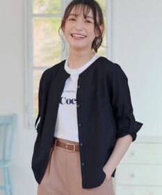 Tiaclasse L 【洗える】ノーカラーシアーシャツ