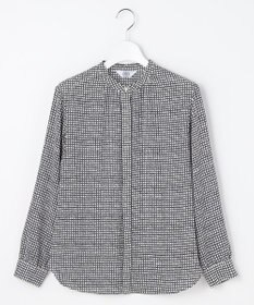 J.PRESS LADIES L ジーナ梨地 幾何プリント ブラウス