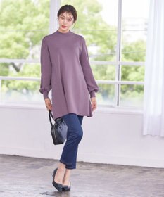 Tiaclasse 【洗える】袖ケーブルニットチュニック