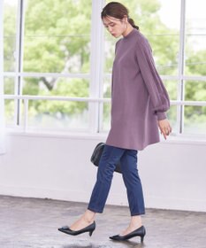 Tiaclasse 【洗える】袖ケーブルニットチュニック