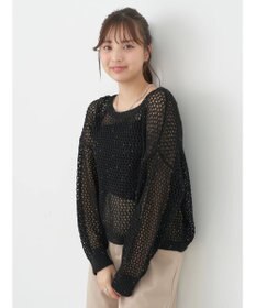 earth music&ecology スパンコールショートゆるニット