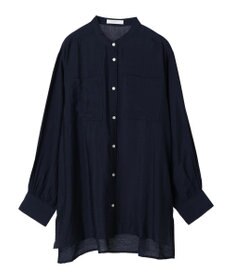 Green Parks バンドカラーポケット付きシアーシャツ