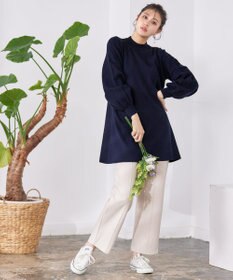 Tiaclasse 【洗える】袖ケーブルニットチュニック