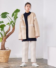 Tiaclasse 【洗える】袖ケーブルニットチュニック