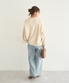 earth music&ecology 【洗濯機洗い可】アンチピリングC/Aパッチワークケーブルニット