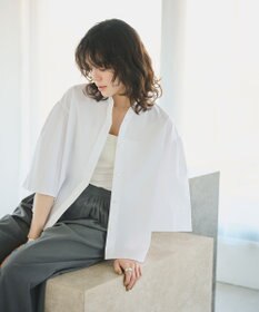 #Newans 【洗濯機可能/シワになりにくい】〈お尻・太ももをカバー〉フレアスリーブイタリアンカラーシャツ