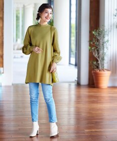 Tiaclasse 【洗える】袖ケーブルニットチュニック