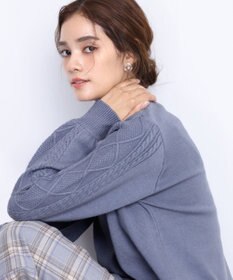 Tiaclasse 【洗える】袖ケーブルニットチュニック