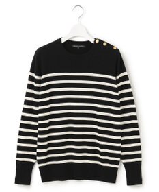 23区 L 【CLASSY.12月号掲載】セミウーステッドウール 肩ボタン ボーダー ニット